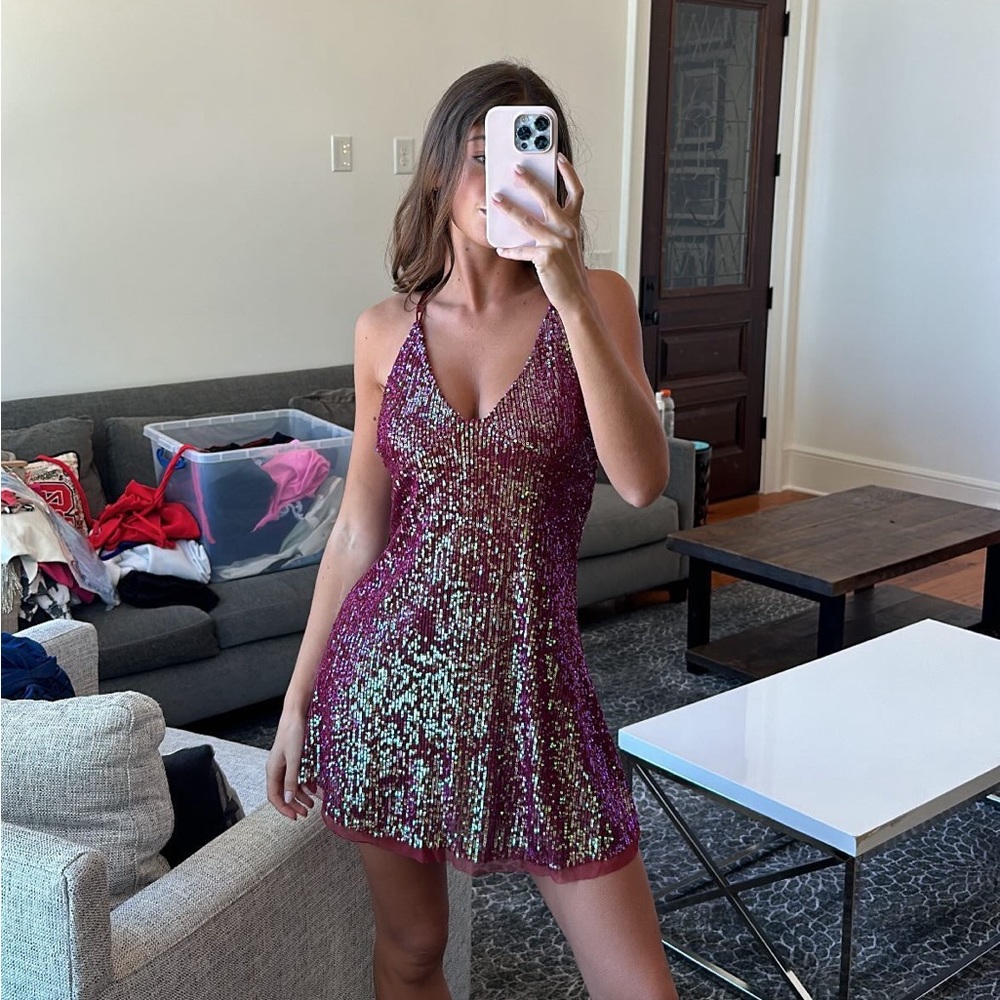 Free People Intimately Maroon Sequin Mini Dress
